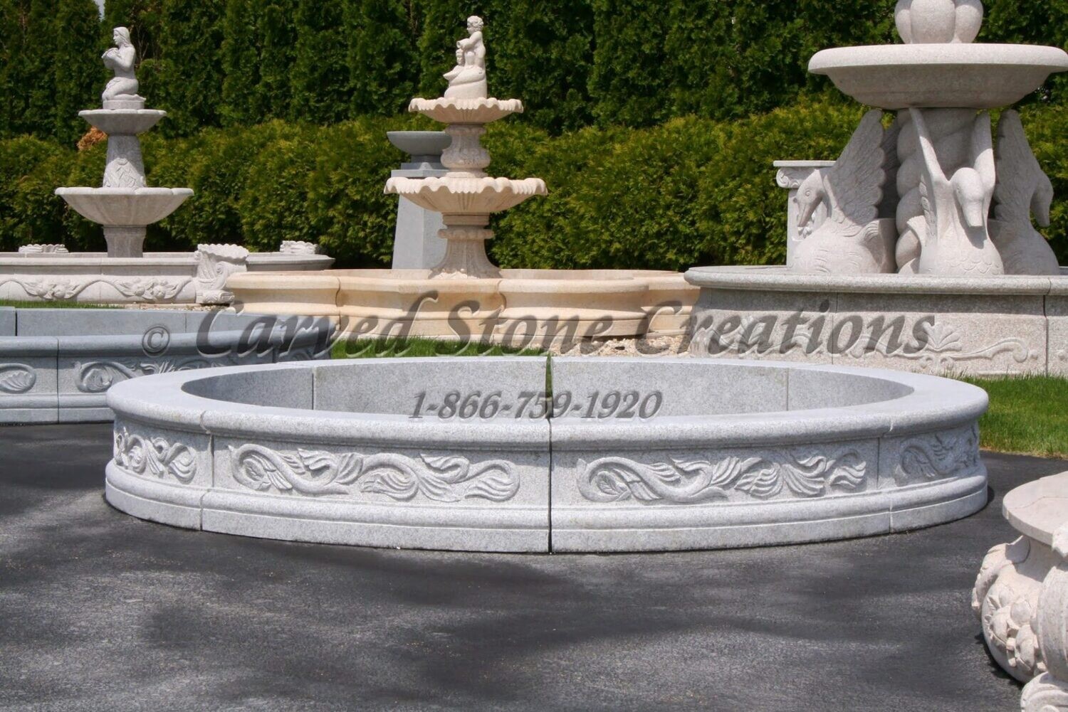 8' Round Acanthus Fountain Surround, Bianco Catalina
