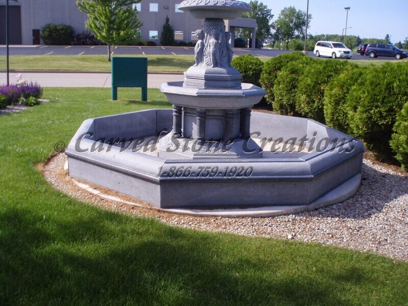 12' Octagon Fountain Pool Surround, Charcoal Grey
