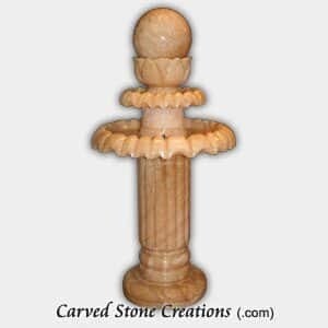 2-Tier Pedestal Sphere Fountain, H40", Polished Butterscotch Onyx
