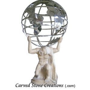 Large Stone Atlas With Stainless Globe, Giallo Fantasia