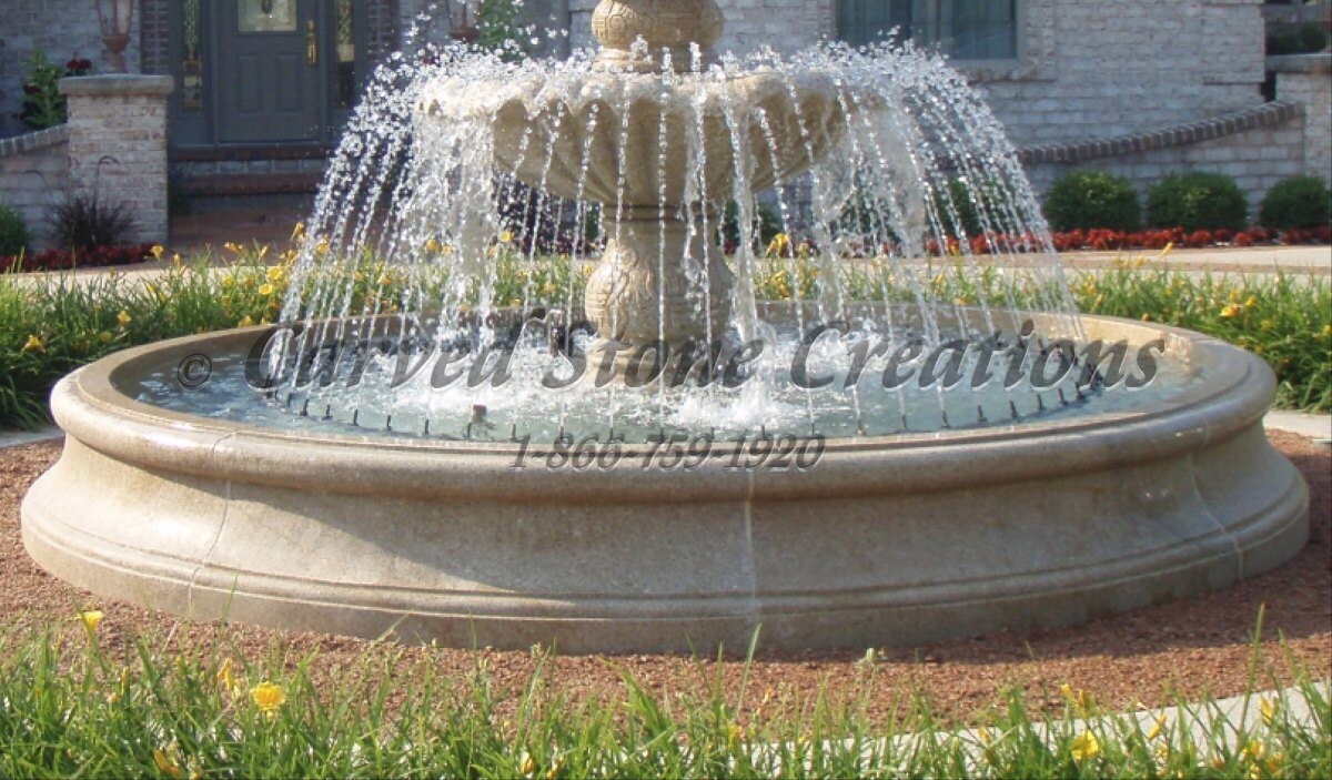 14' Flared Round Fountain Pool Surround, Giallo Fantasia Y