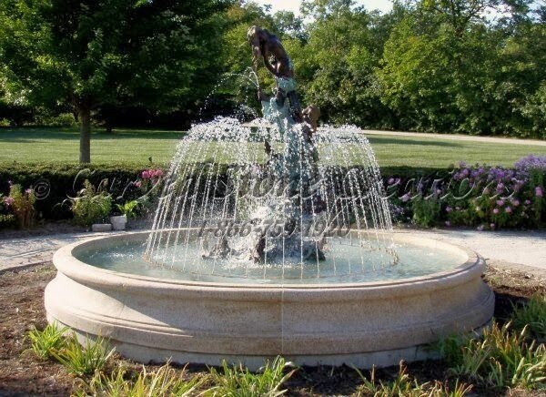 Flared Contour Fountain Pool Surround, Giallo Fantasia Dark