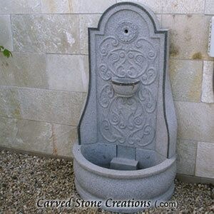 Piazza Wall Fountain, H54" x W32", Charcoal Grey Granite
