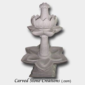 Tiered Lotus Fountain, Honed White Marble
