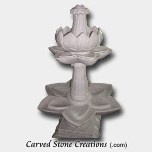 Tiered Lotus Fountain, Honed White Marble