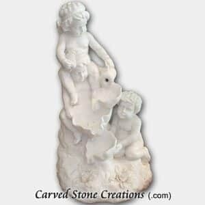 Triple Angel Cascade Fountain, Bianco Puro Marble
