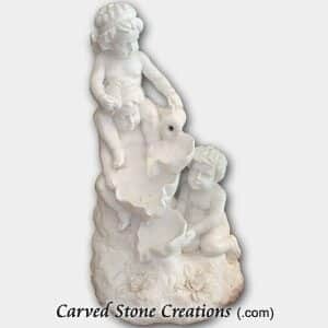 Triple Angel Cascade Fountain, Bianco Puro Marble