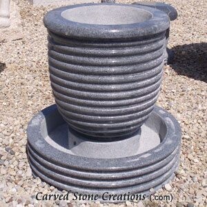 Corrugated Urn Bubbling Granite Fountain, H24