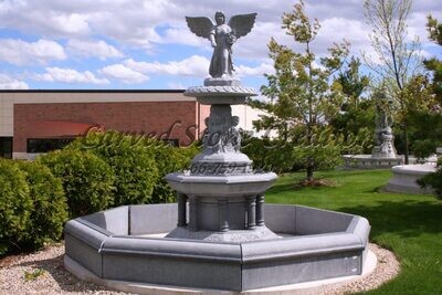 Bethesda Angel Fountain, Charcoal Grey WITH Pool Surround