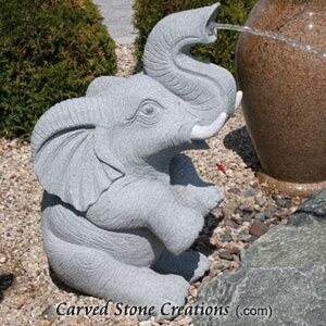 Sitting Elephant Fountain Charcoal Grey