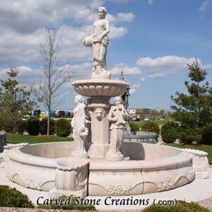 5-Statue Granite Water Fountain with 12' Cornucopia Surround