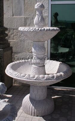 2-Tier Egg-Dart Fountain, D48" x H79", Wild Rose Granite