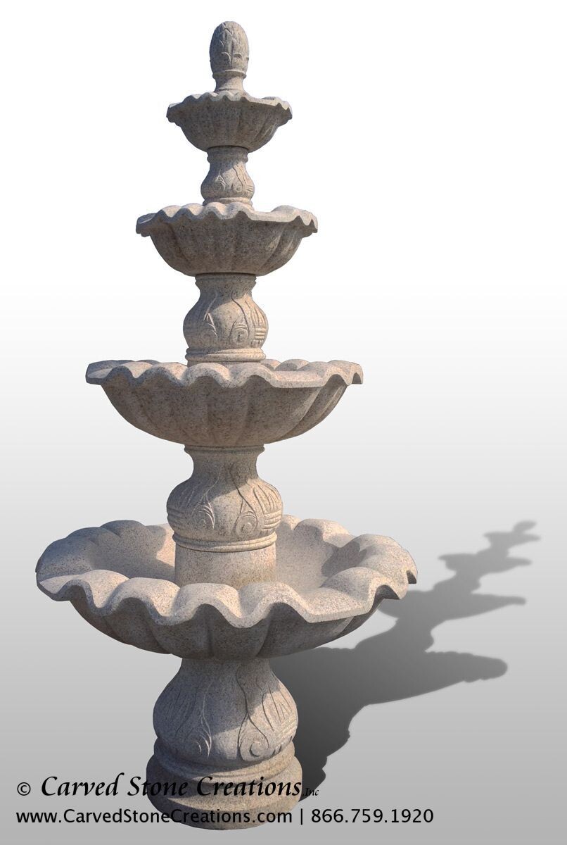 4-Tier Fountain, D54″ x H108″, Giallo Fantasia R Granite