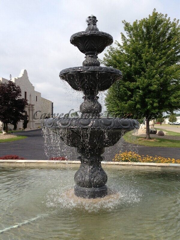 3-Tier Deep Relief Fountain, Charcoal Grey
