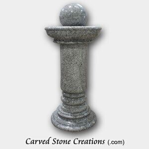 Pedestal Sphere Granite Fountain, H36", Polished Bianco Catalina
