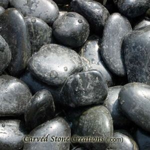 3/4-2" Flat Polished Pebbles, Black 44LB