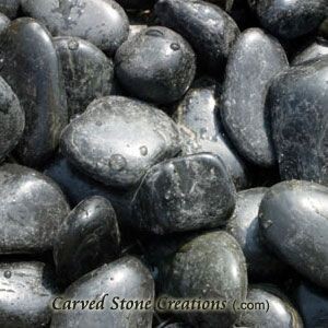 3/4-2&quot; Flat Polished Pebbles, Black 44LB