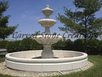 14′ Round Cypress Fountain Surround, Golden Cypress Granite