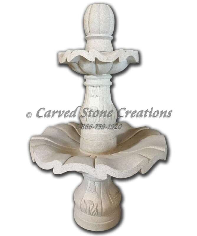 2-Tier Scalloped Fountain, D32" x H51", Golden Cypress Granite
