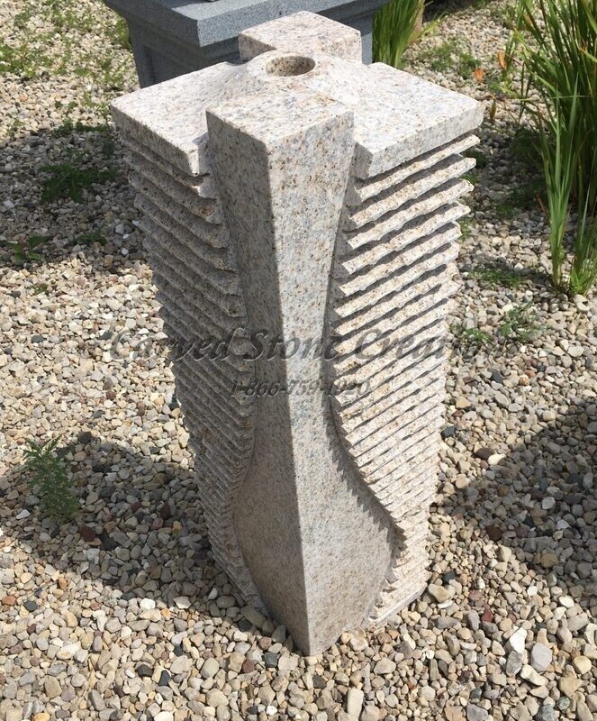 Cascading Pedestal Fountain, H30", Giallo Fantasia R Granite
