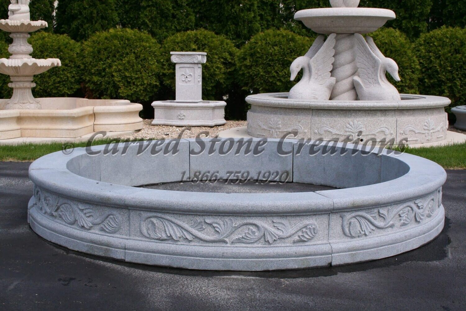 8' Round Acanthus Surround, Charcoal Grey
