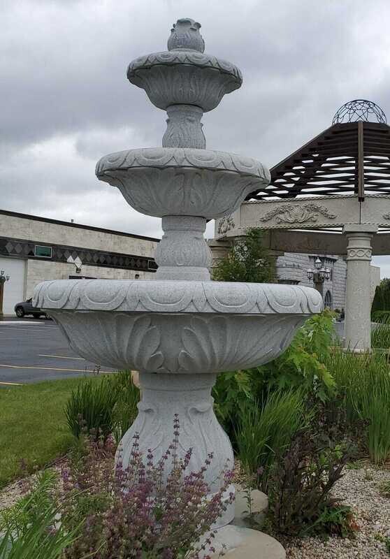 3-Tier Deep Relief Fountain D60H108, Lt. Charcoal Grey

