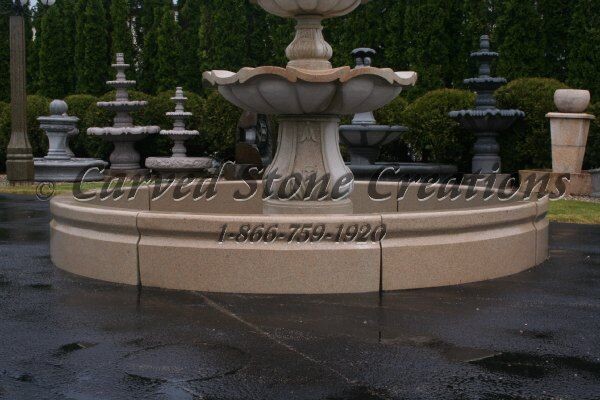 12' Round Cypress Fountain Surround, Golden Cypress Granite
