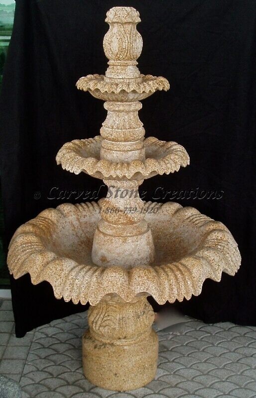 Classical 3-Tier Pedestal Fountain, D39" x H67", Giallo Fantasia Y Granite
