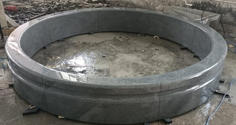 8' x 14" T Round Cypress Fountain Pool Surround, Charcoal Grey