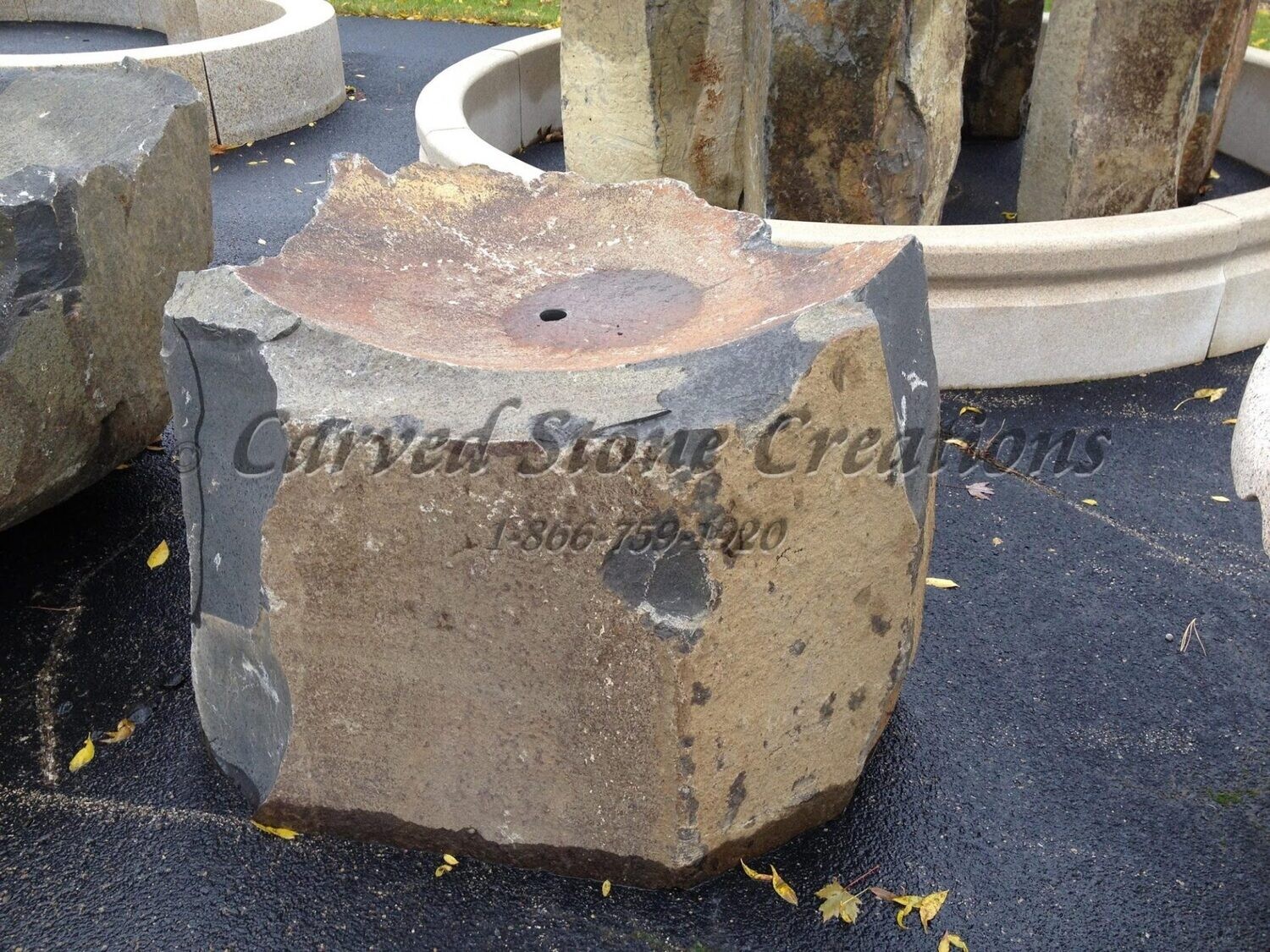 Large Basalt Bowl Fountain, H27" x 42"

