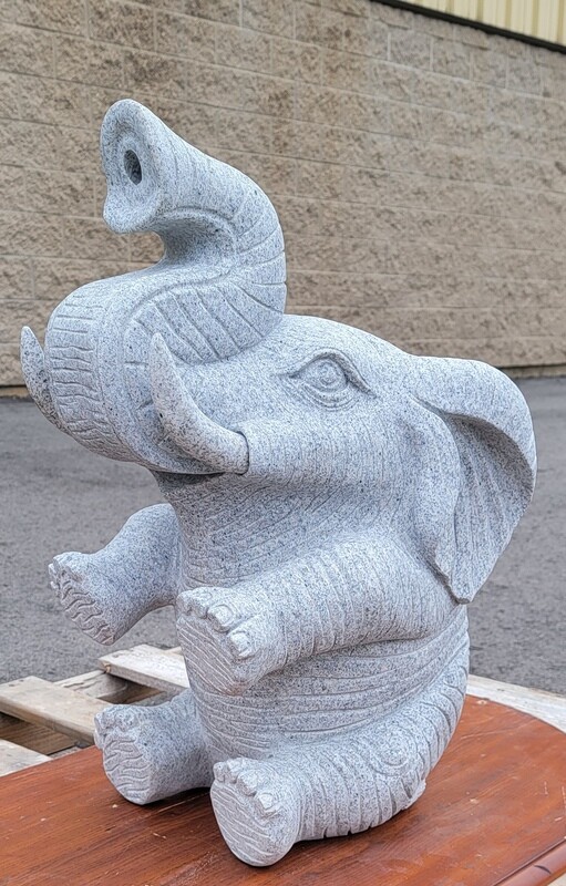 2 Ft Sitting Elephant Fountain Lt Charcoal Grey
