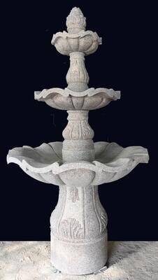 3-Tiered Scalloped Fountain – 54 x 96 Wild Rose Granite