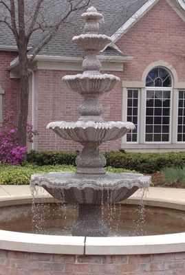 4-Tier Fountain, D54" x H108", Wild Rose Granite