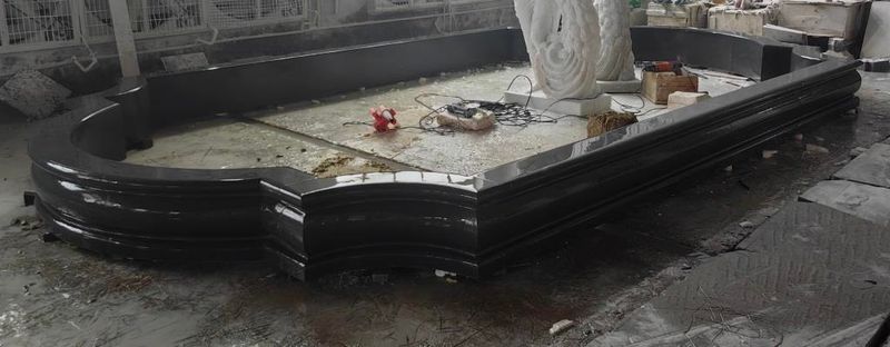 Medallion Pool Surround in Charcoal Grey Granite
