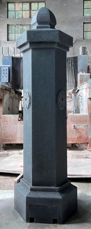 Pedestal Fountain and 72″ Hexagonal Pool Surround Fountain Set – Charcoal Grey Granite
