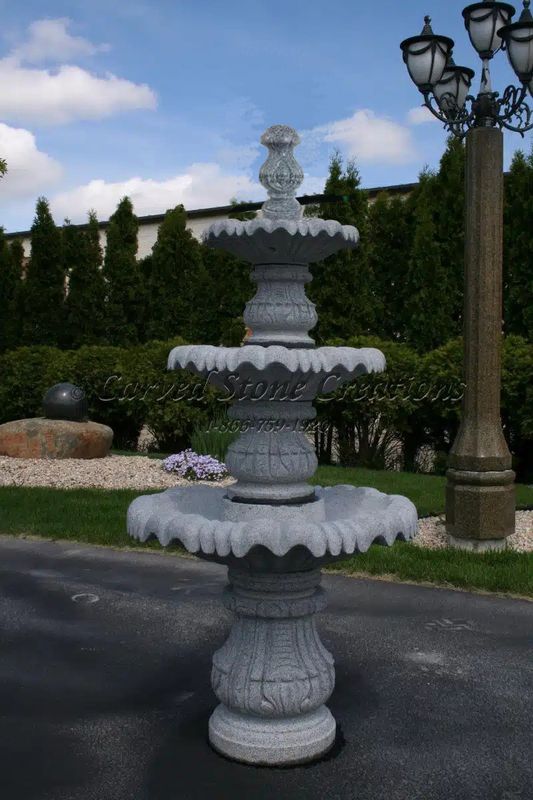 Boy with Thorn 3-Tier Fountain, D30" x H65-72"Charcoal Grey Granite