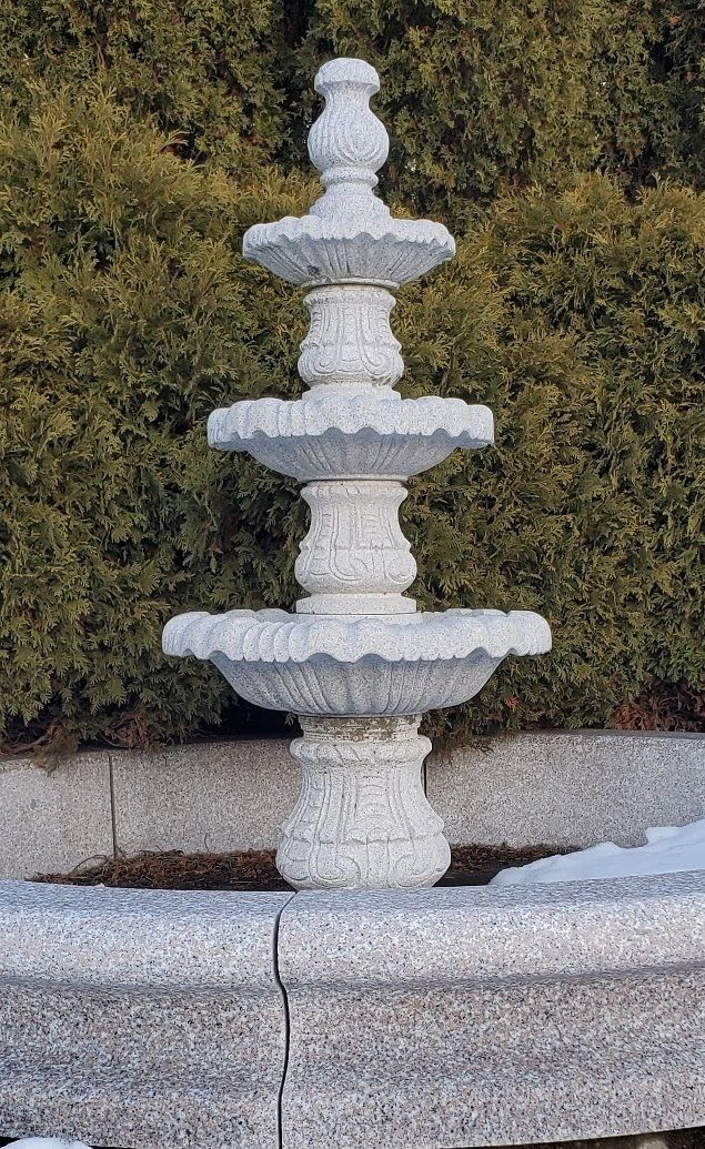 Boy with Thorn Tiered Fountain, D30" x H65-72" Bianco Catalina Granite