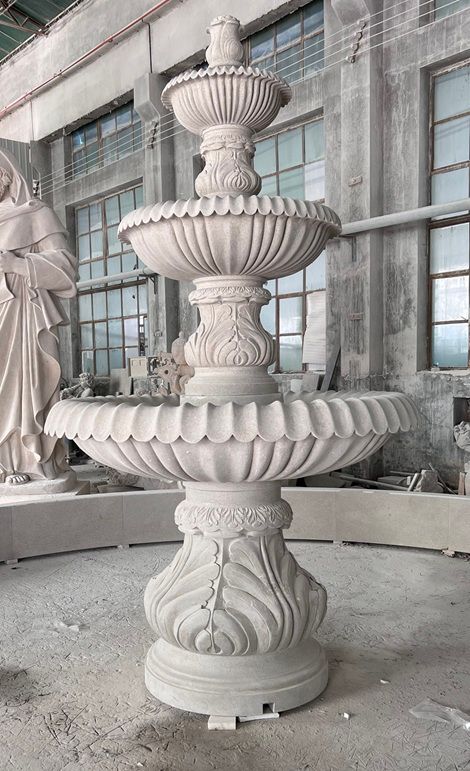 Large Ornate 3-Tier Classical Fountain 72″D x 126″T Golden Cypress Granite