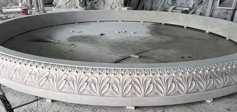Acanthus Leaf Relief Carved Pool Surround 22’D x 18″T Golden Cypress Granite