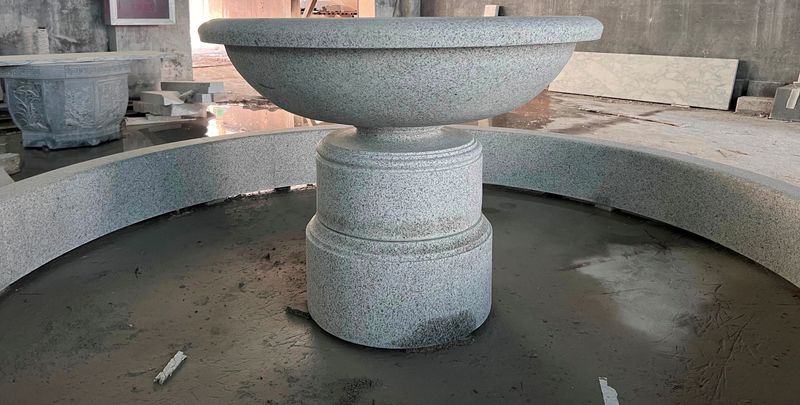 4′ Wide Urn Fountain with Pedestal, Calfornia White Granite