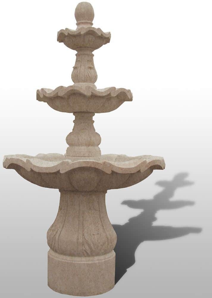 3-Tiered Scalloped Fountain, D54″ x H96″, Giallo Fantasia R Granite
