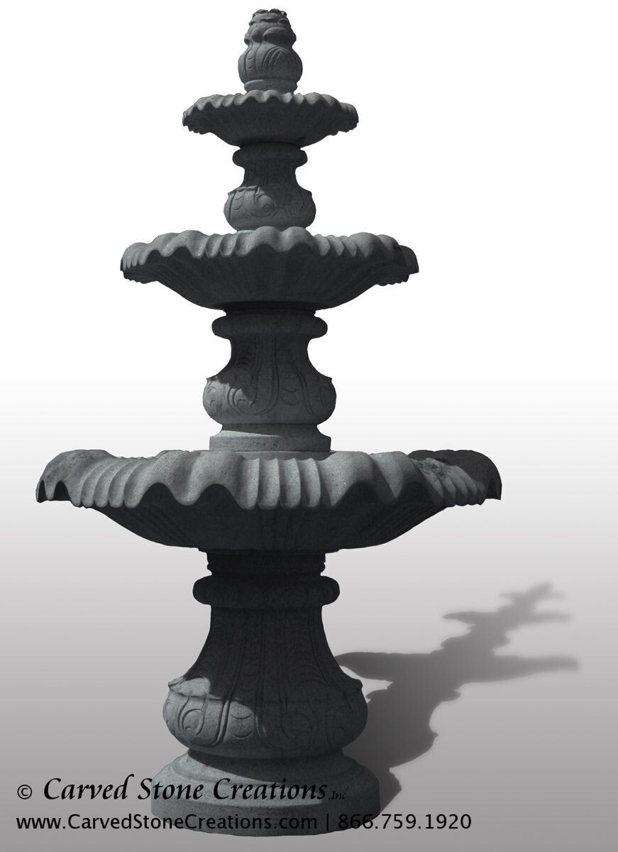 Large Classical 3-Tier Fountain, D72 Large Classical 3-Tier Fountain, D72″ x H126″, Charcoal Grey