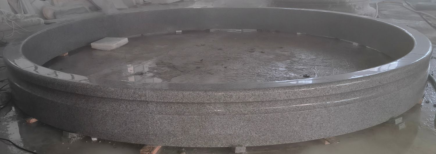 14′ Dia x 14″ tall Cypress Pool Surround Light Charcoal Grey Granite