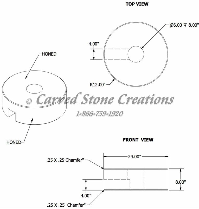 Fountain Riser D24xH8" w/ Notched Hole Charcoal Grey blue print

