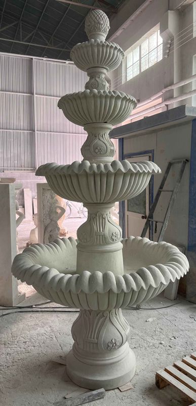 Tall 4-Tier Fountain D54" x H108"  Golden Cypress Granite