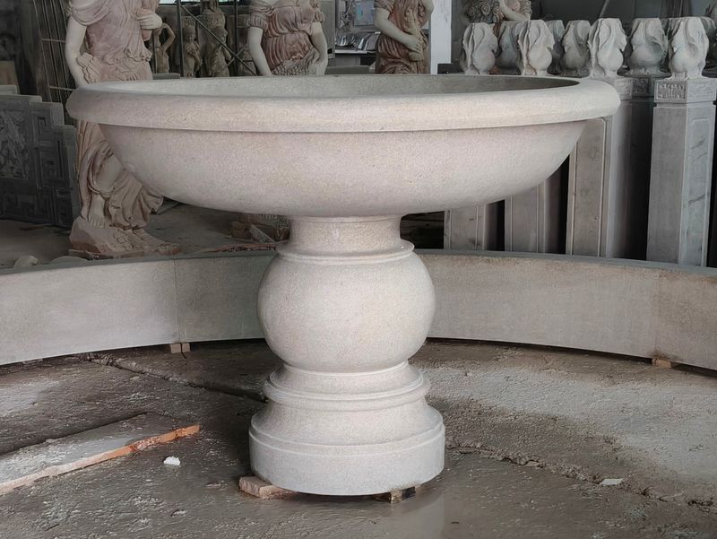 5′ Diameter Dainty Urn Fountain with Pedestal, Golden Cypress Granite