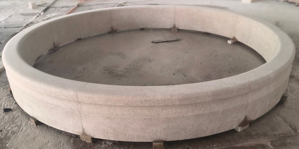 10' Round Cypress Fountain Surround, Light Golden Sesame Granite