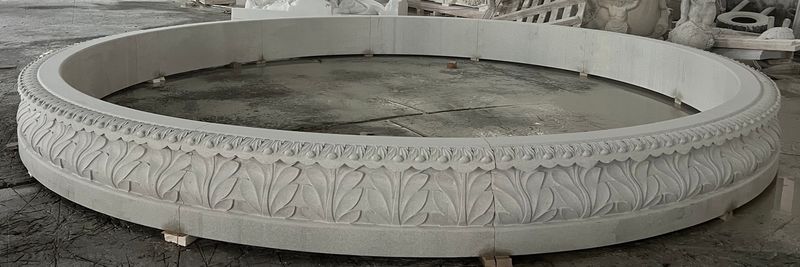 Acanthus Leaf Relief Carved Pool Surround 14’D x 14″T Golden Cypress Granite