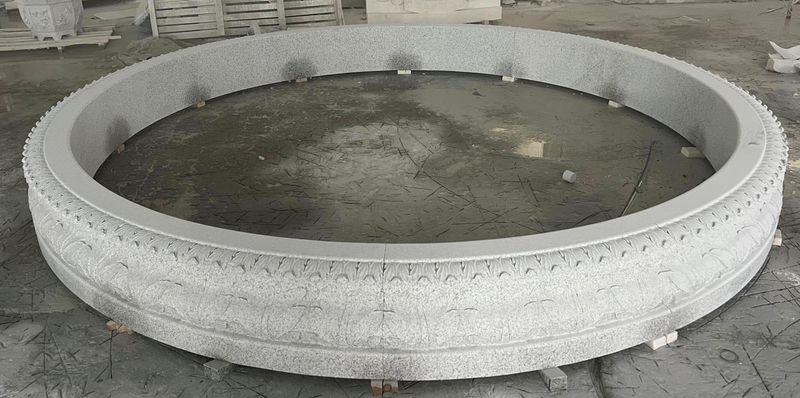 Acanthus Leaf Relief Carved Pool Surround 12’D x 14″T California White Granite