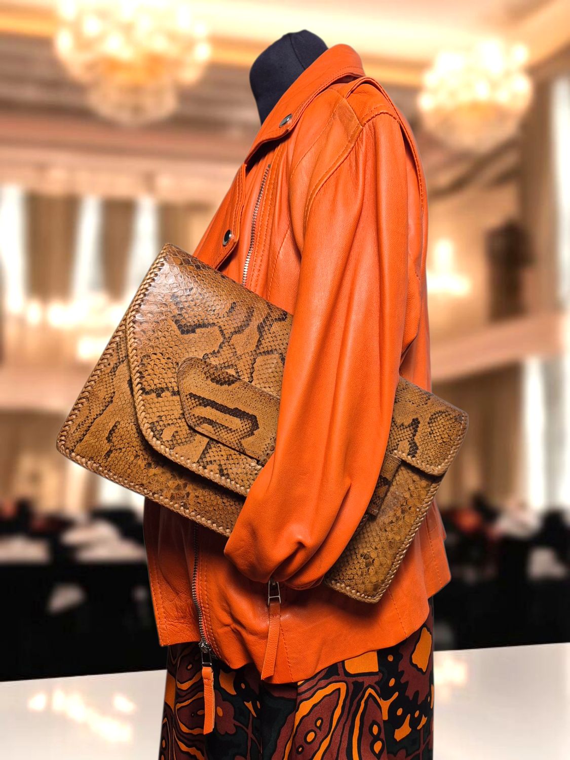 👌70s Vintage python pochette with perfect patina